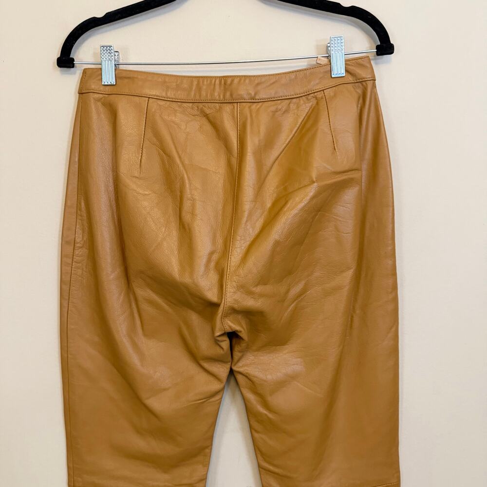 Vintage Albert Duke New York Womens Leather Pants 8 Light Brown Career Luxury - Picture 4 of 7